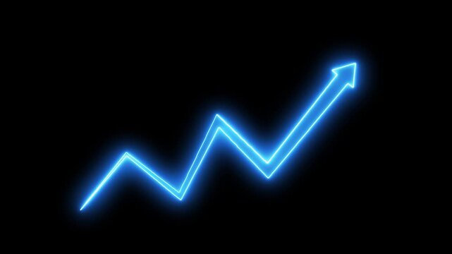 Neon business graph animation increased. Abstract neon line business graph animation. Abstract business growth and start up business concept, growth concept.