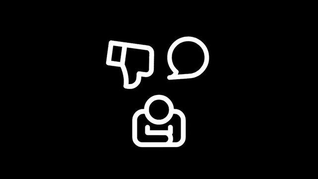 Icon representing negative feedback and communication challenges with a person icon