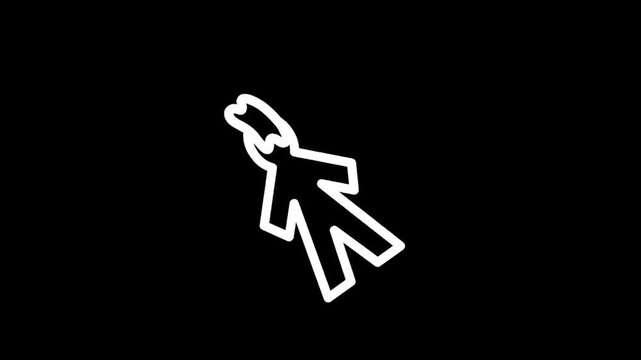 Stylized white cursor icon with a broken arrow tip on a black background