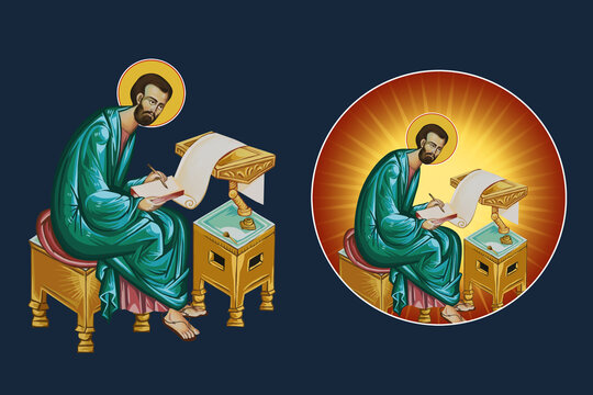 Mark the Apostle. Illustration - fresco set in Byzantine style