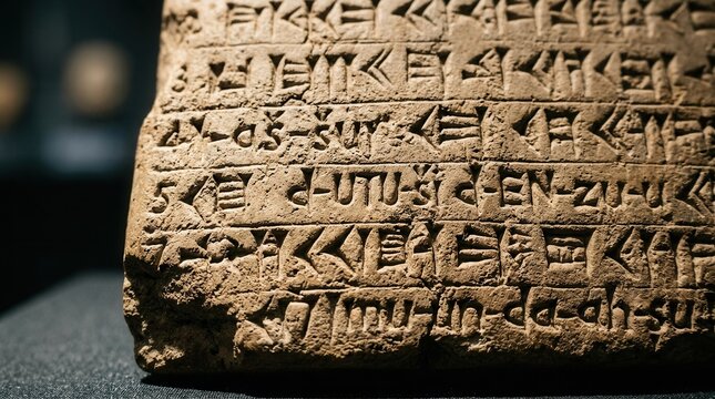 Ancient Cuneiform Tablet with Inscriptions from Mesopotamia.
