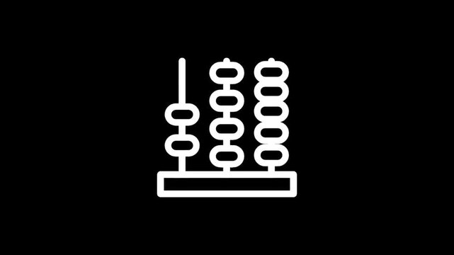 Simple white abacus icon on a black background, representing calculation and education