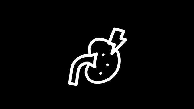 Icon representing kidney pain or kidney stone with lightning bolt symbol