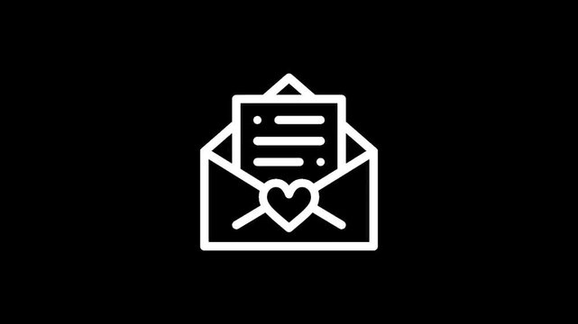 Open envelope with letter and heart icon, symbolizing love and communication