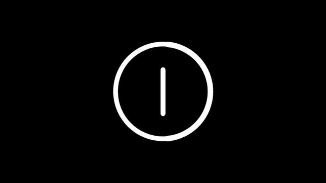 Minimalist white circle with a vertical line inside on a black background