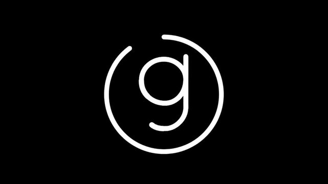Minimalist white lowercase letter g inside a circle on a black background
