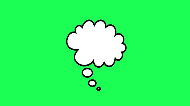 Blank white thought bubble on green background