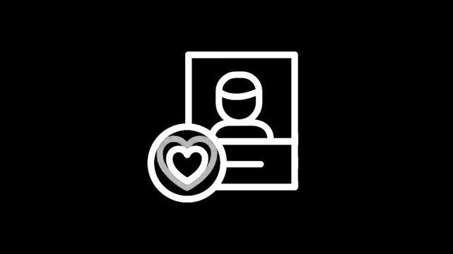 Memorial portrait icon with heart symbol representing love and remembrance