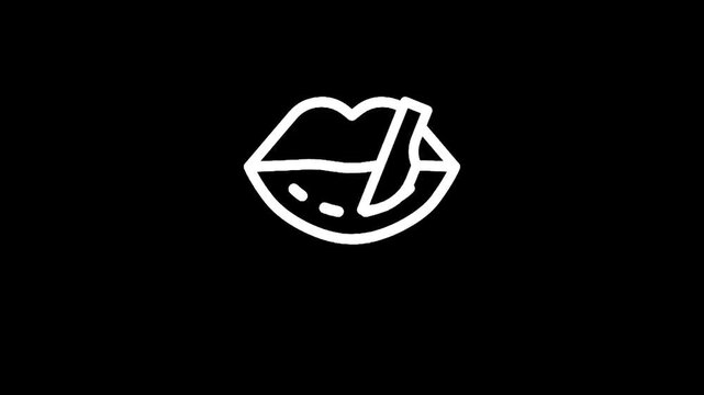 Stylized icon of lips undergoing cosmetic surgery with a scalpel