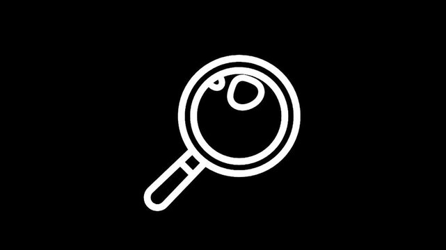Simple white magnifying glass icon on a black background, representing search and discovery