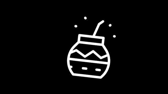 Stylized icon of a mate gourd with a straw on a black background