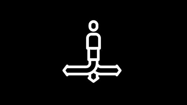 Person at a crossroads with multiple paths indicating choices and decisions