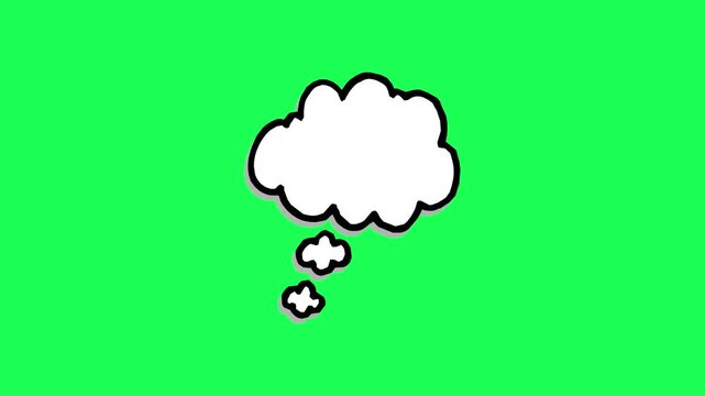 Blank white thought bubble on green background