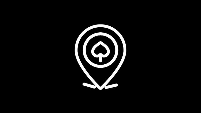 Location marker with spade symbol inside, representing a special place or destination