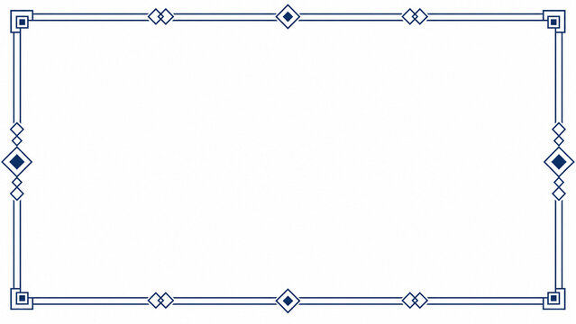 Navy blue thin-line geometric page border with diamonds