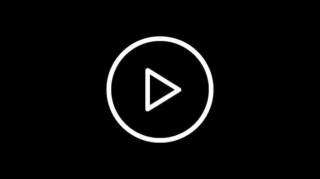 Simple white play button icon on a black background, minimalist design for media playback