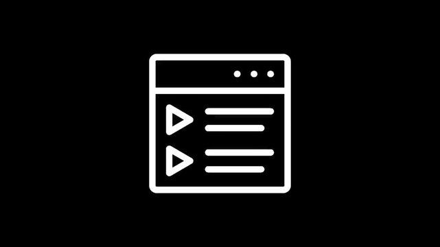 Simple line icon representing a playlist or queue of media items on a screen