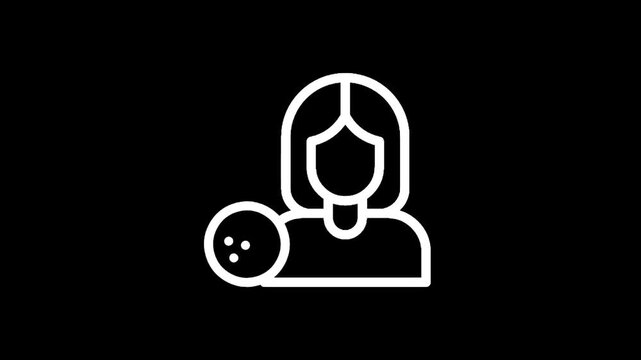 Icon of a person with a bowling ball, representing a bowler or bowling activity