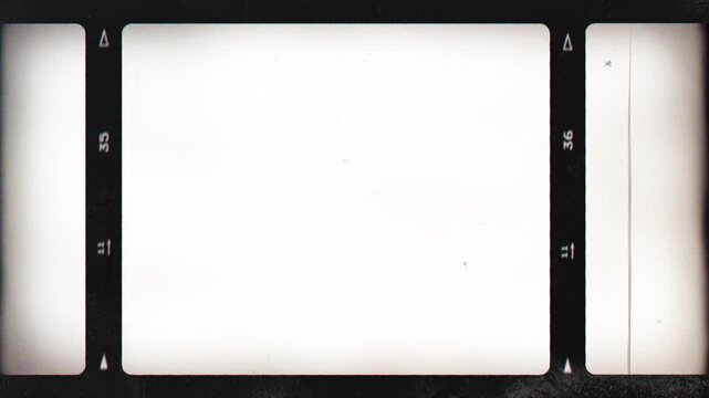 Horizontal 35mm film strip overlay with retro dust and chromatic aberration, side mattes, authentic numbering, and scratches.