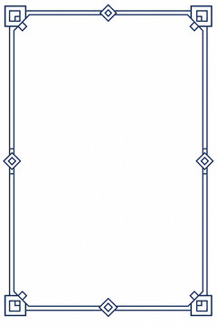 Navy blue geometric page border with square corner accents