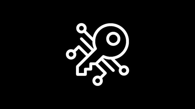 Digital key icon with circuit board elements symbolizing technology and access