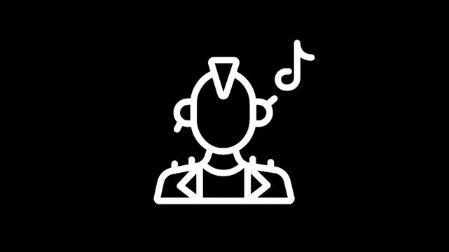 Punk rock icon with mohawk listening to music, vector illustration