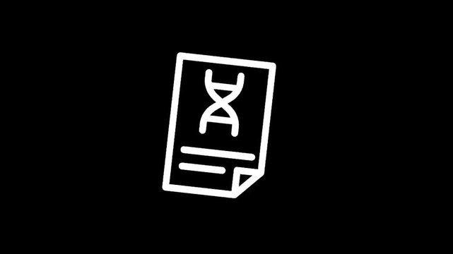 Icon of a DNA helix on a document, representing genetic research and analysis