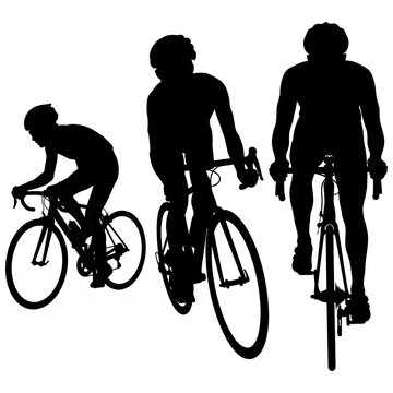 Couple Cycling Bicycle Silhouette Vector Collection with Romantic Bike Ride Poses Isolated Black Figures for Sports Recreation Outdoor Activity Illustration