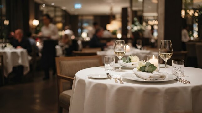 Elegant restaurant table setting with fine dining ambiance.