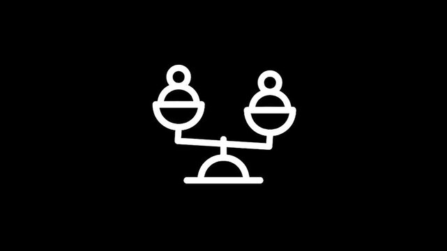 Simple line icon of a balance scale with two figures representing equality or comparison