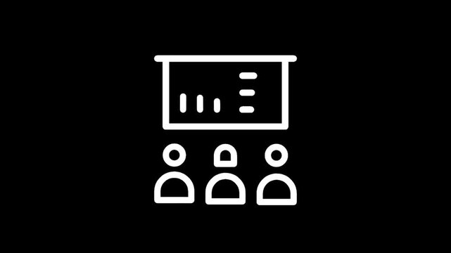 Presentation with audience icon, business meeting and data analysis concept