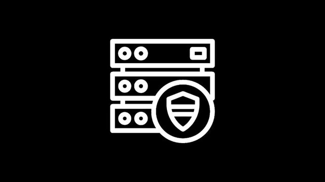 Server rack with shield icon representing data security and protection