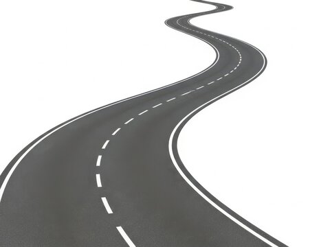 A long winding asphalt road stretching into the distance curve way