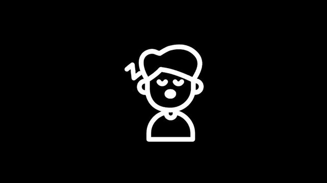 Stylized cartoon character with eyes closed and mouth open, looking tired or sleepy
