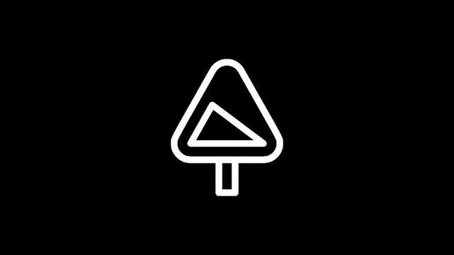 Simple white outline of a stylized tree on a black background