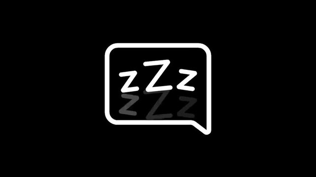 Simple icon of Zzzs inside a speech bubble with reflection on black background