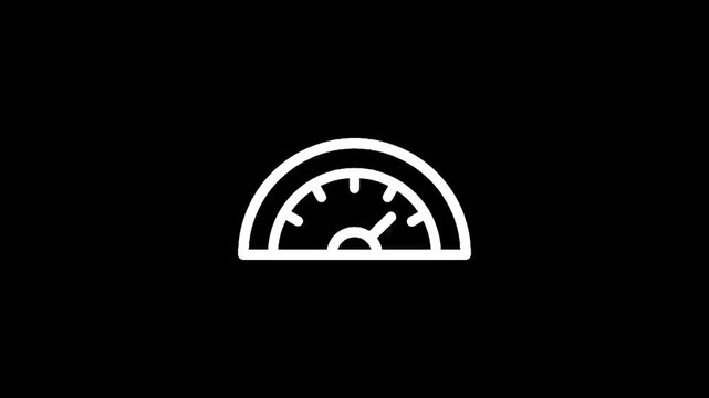 Simple white speedometer icon on a black background, representing speed and performance