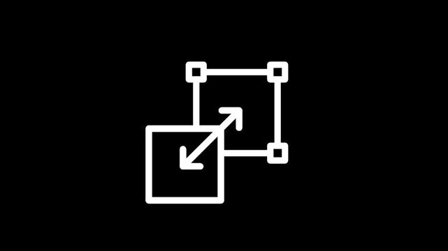 Vector graphic showing transformation and scaling of a square with arrows indicating movement