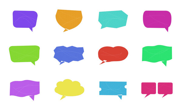 Pixel art speech bubbles for chat and communication icons for digital design and retro gaming interface elements isolated on a transparent background