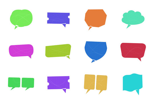 Hand drawn speech bubbles and talk clouds in different shapes for creative design communication and messaging labels isolated on a transparent background