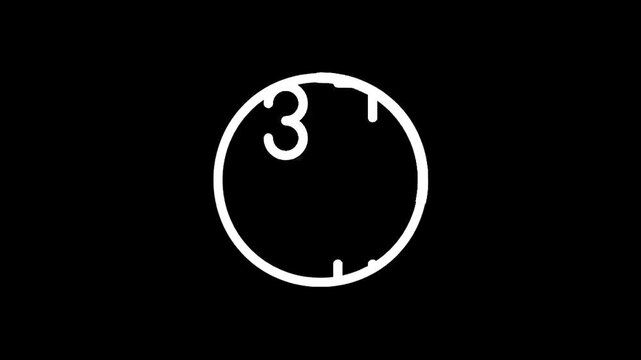 Minimalist white clock face outline with numbers on a black background