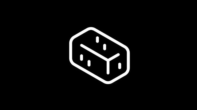 Simple white outline icon of a potato on a black background, minimalist design