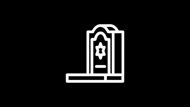 Icon of a Jewish tombstone with Star of David symbol on a black background