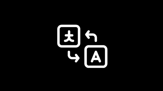 Icon representing language translation between different alphabets and characters