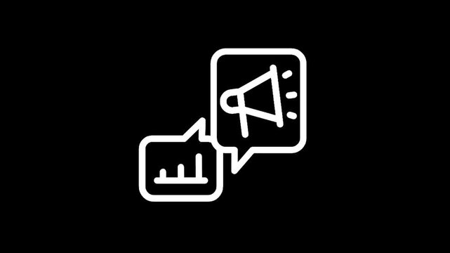 Icon representing marketing strategy and data analysis through speech bubbles