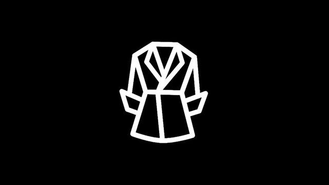 Minimalist white outline of a trench coat on a black background