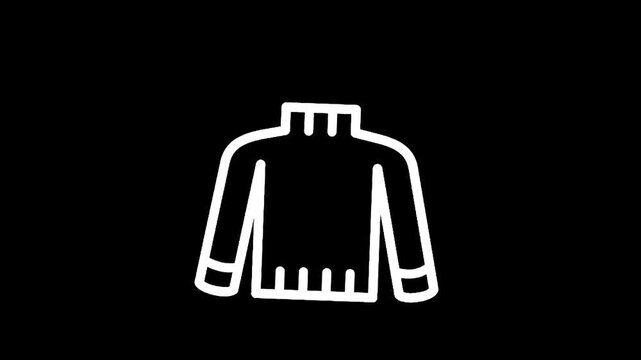 Simple white outline of a turtleneck sweater on a black background
