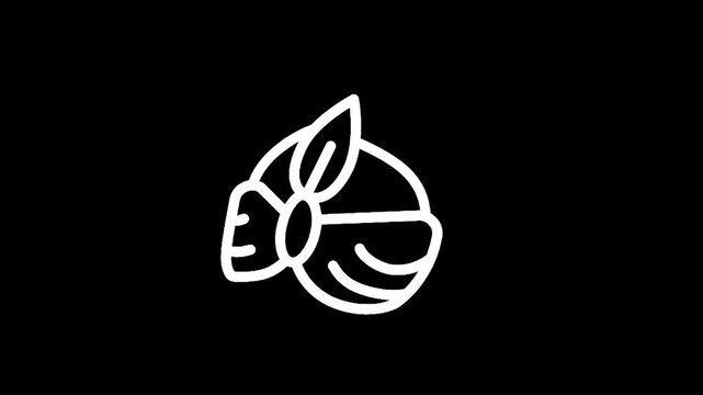 Minimalist white outline of a traditional Indonesian Javanese wedding headdress on black background