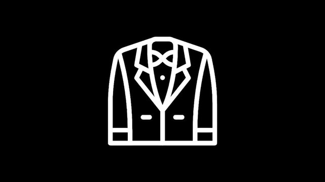 Elegant tuxedo icon with bowtie and boutonniere on a black background