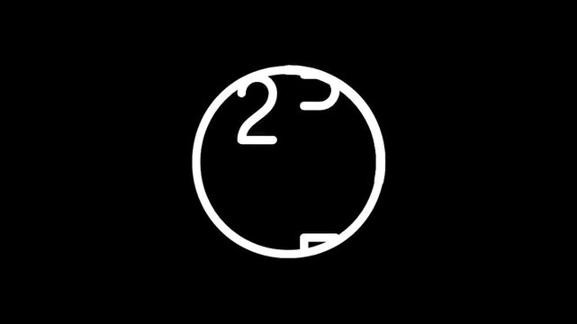 Minimalist white circle with numbers 1, 2, and 3 on a black background